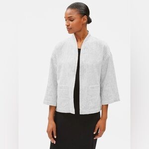 EILEEN FISHER Organic Linen Cotton Ticking Stripe Jacket size medium